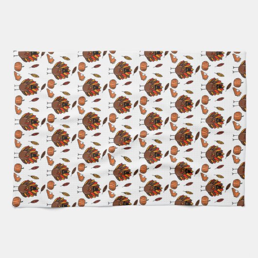 Erntedank Themed Kitchen Handtuch (weiß) (Horizontal)