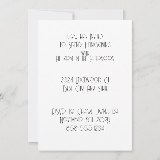 Erntedank Tischgäste Einladung (Rückseite)