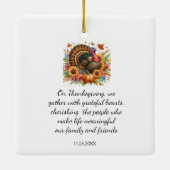 Erntedank Tom Türkei Sake halten Keramikornament (Rückseite)