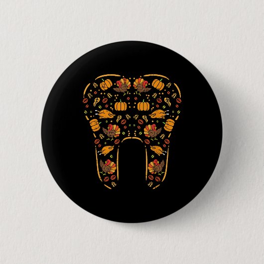 Erntedank Tooth Niedlich Fall Zähne Zahnarzt Button (Vorderseite)