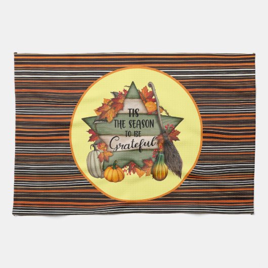 Erntedank Trendy Schöne Herbstkollektion Geschirrtuch (Horizontal)