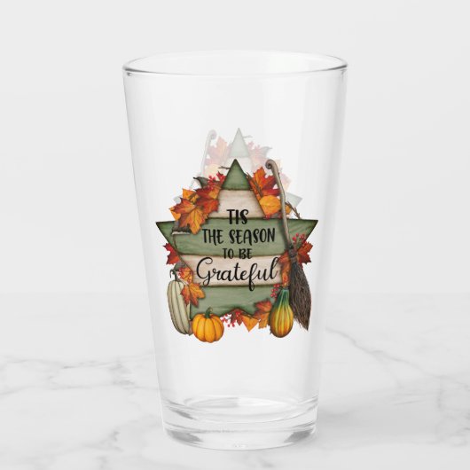 Erntedank Trendy Schöne Herbstkollektion Glas (Rückseite)
