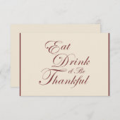 Erntedank ~ Trinken und dankbar sein RSVP Karte (Vorne/Hinten)