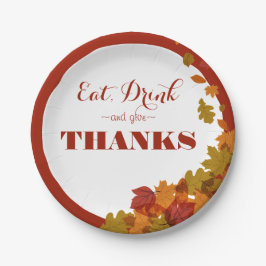 Erntedank trinken und danken den Herbstleaves Pappteller