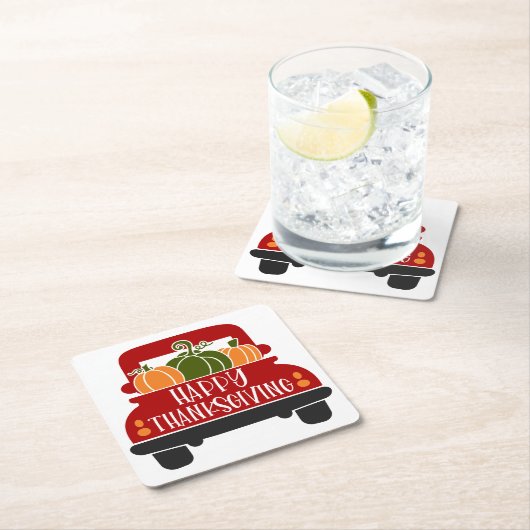 Erntedank Truck Rechteckiger Pappuntersetzer (Vor Ort)