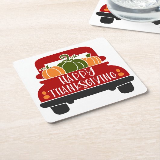 Erntedank Truck Rechteckiger Pappuntersetzer (angewinkelt)