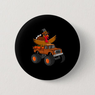 Erntedank Truthahn fährt Monstertruck Button