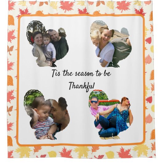 Erntedank-Truthahn-Foto-Collage Duschvorhang (Vorderseite)