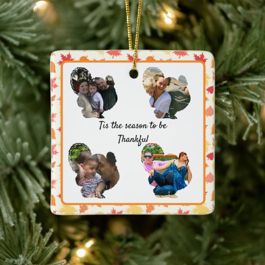 Erntedank-Truthahn-Foto-Collage Keramikornament (Baum)