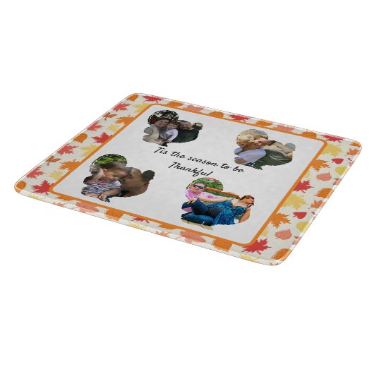 Erntedank-Truthahn-Foto-Collage Schneidebrett (Ecke)