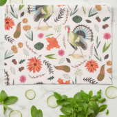 Erntedank-Truthahn-Gesamtdruck Geschirrtuch (Gefaltet)