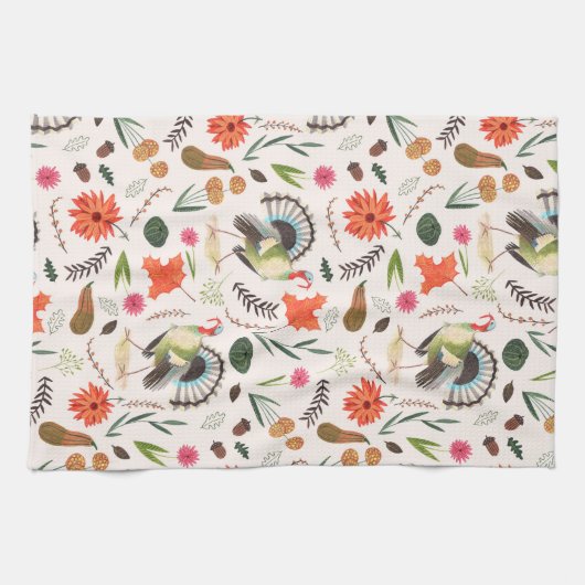 Erntedank-Truthahn-Gesamtdruck Geschirrtuch (Horizontal)