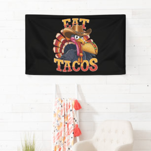 Erntedank Truthahn isst Tacos Lustiger Mexikaner Banner