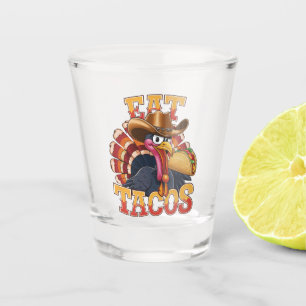 Erntedank Truthahn isst Tacos Lustiger Mexikaner Schnapsglas
