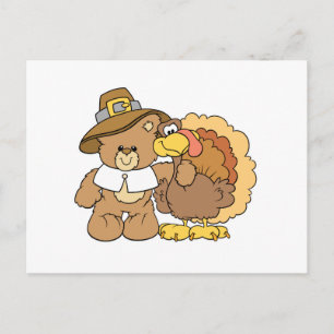 Erntedank-Truthahn-Teddybär-Design Feiertagspostkarte