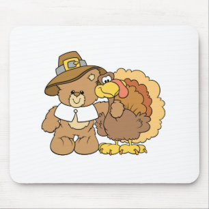 Erntedank Truthahn Teddybär Design Mousepad