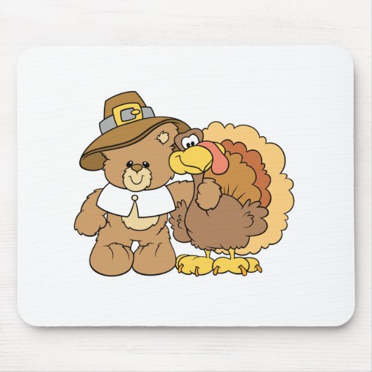 Erntedank Truthahn Teddybär Design Mousepad (Vorne)