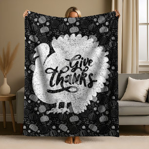 Erntedank Truthahn Thanksgiving Vintage Fleecedecke