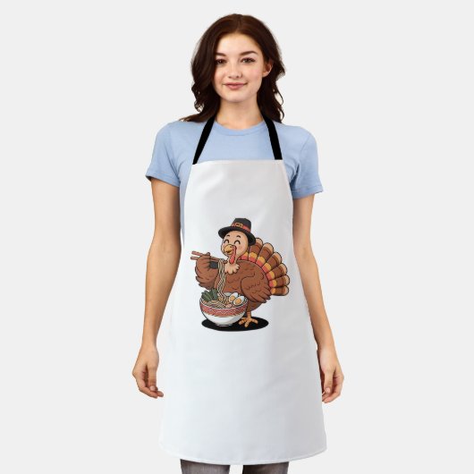 Erntedank Truthühner frisst Ramen Oversized T - Sh Schürze (Getragen)