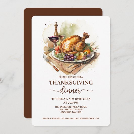 Erntedank Türkei Abendessen Herbst Dankbarkeit Par Einladung (Vorne/Hinten)