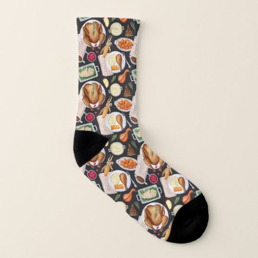 Erntedank Türkei Abendessen Socken (Links - Innen)