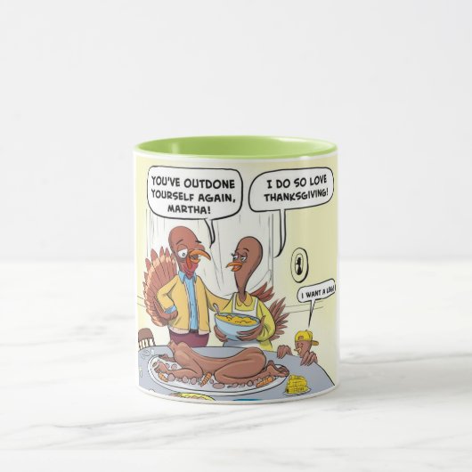 Erntedank Türkei Abendessen Tasse (Zentrum)