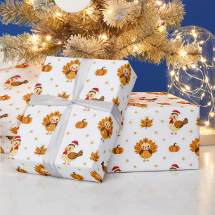 Erntedank Türkei Ahorn Blätter Muster Geschenkpapier
