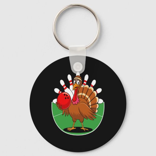 Erntedank Türkei Bowling Button Matching Team 2 Schlüsselanhänger (Vorderseite)