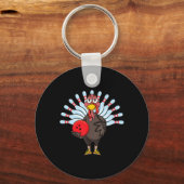 Erntedank Türkei Bowling Button Matching Team Gesc Schlüsselanhänger (Vorderseite)