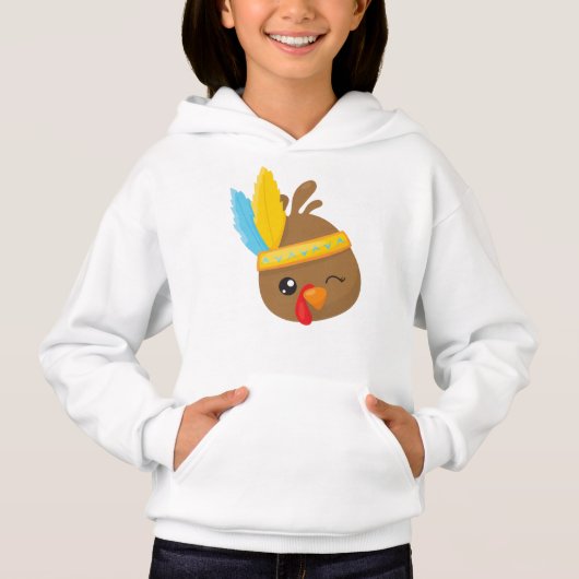 Erntedank Türkei, Braune Türkei, Federn Hoodie (Vorderseite)