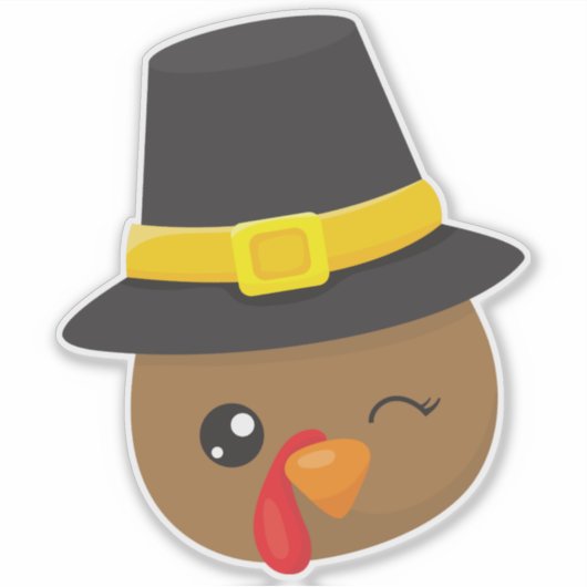 Erntedank Türkei, Braune Türkei, Pilgerhut Aufkleber (Vorderseite)