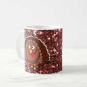 Erntedank Türkei Burnt Orange Imitats Glitzer Kaffeetasse (Vorderseite Links)