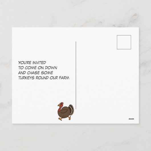 Erntedank Türkei Chase und Baste Party Postkarte (Rückseite)