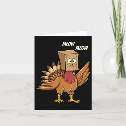 Erntedank Türkei Chat Meow Funny Men Danke Karte (Vorderseite)