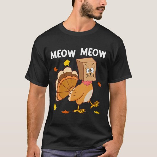 Erntedank Türkei Chat Meow Funny Men Danke T-Shirt (Vorderseite)