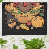 Erntedank Türkei Dankbarkeit Pie Fall Familie Geschirrtuch (Gefaltet)