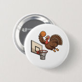 Erntedank Türkei Dunking Basketball Funny Button (Vorne & Hinten)