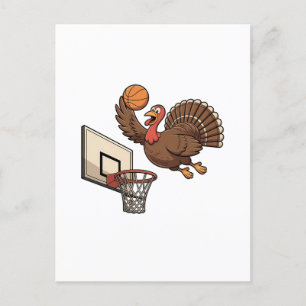 Erntedank Türkei Dunking Basketball Funny Feiertagspostkarte
