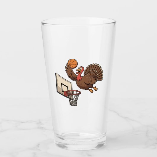 Erntedank Türkei Dunking Basketball Funny Glas (Vorderseite)