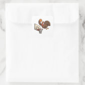 Erntedank Türkei Dunking Basketball Funny Quadratischer Aufkleber (Tasche)