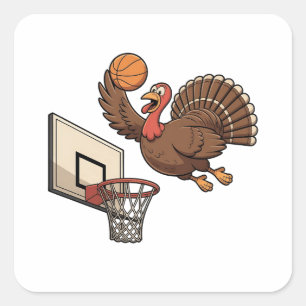 Erntedank Türkei Dunking Basketball Funny Quadratischer Aufkleber