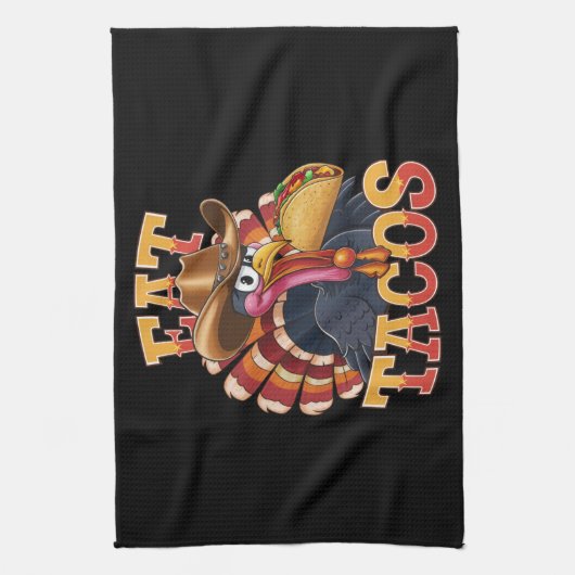 Erntedank Türkei Eat Tacos Funny mexikanisch Geschirrtuch (Vertikal)