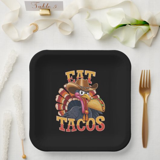Erntedank Türkei Eat Tacos Funny mexikanisch Pappteller (Hochzeit)