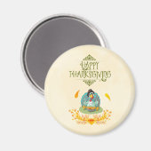 Erntedank Türkei Eating Pumpkin Pie Magnet (Vorderseite/Rückseite)