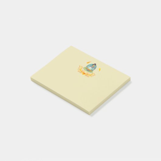 Erntedank Türkei Eating Pumpkin Pie Post-it Klebezettel (angewinkelt)