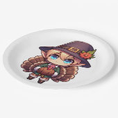 Erntedank Türkei Elf Pappteller (Schrägansicht)