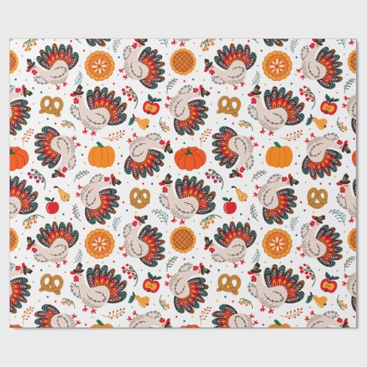 Erntedank Türkei, Ernte und Leckereien Geschenkpapier (Flach)