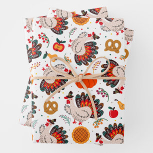 Erntedank Türkei, Ernte und Leckereien Geschenkpapier Set