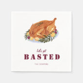 Erntedank Türkei Funny Let's Basted Serviette (Vorderseite)