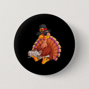 Erntedank Türkei Gamer Boys Kinder Teens Gam Button